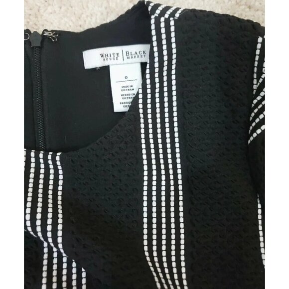 ~~SOLD~~White House Black Market ~Woman Size 0~ Black/White Fit & Flare SS Dress - Picture 2 of 12